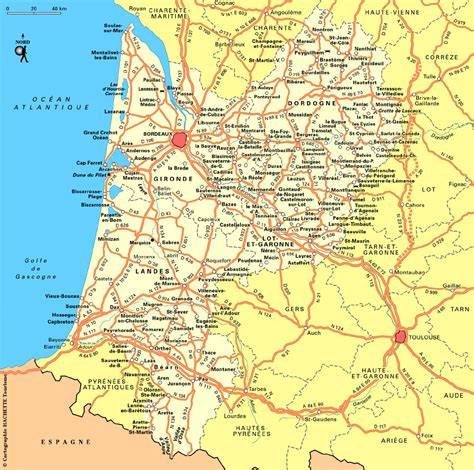 carte du Sud-Ouest et Cahors
