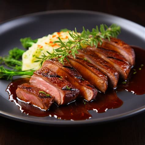 Magret de canard poêlé avec une sauce au poivre