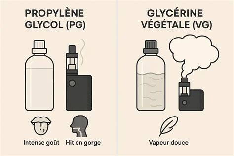 Schéma de comparaison PG/VG et options sans nicotine