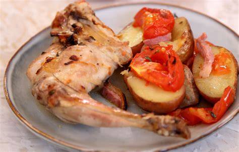 lapin au four assiette rustique
