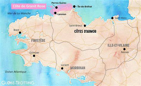 Carte des carrières et sites du granit rose