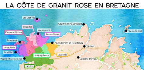 Carte Côte de Granit Rose et sites majeurs
