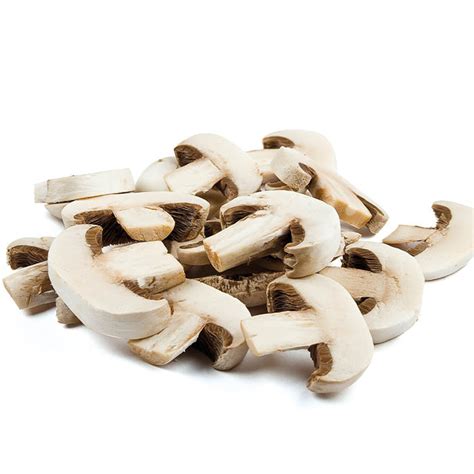 Champignons de Paris frais coupés en lamelles