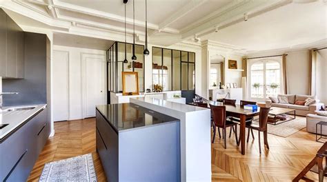 Schéma représentant une cuisine ouverte sur un salon