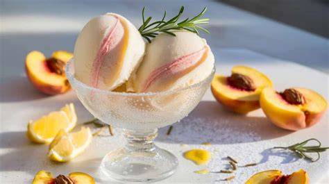 glace pêche blanche dans coupe