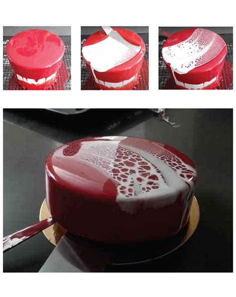 Application du glaçage miroir sur un entremets