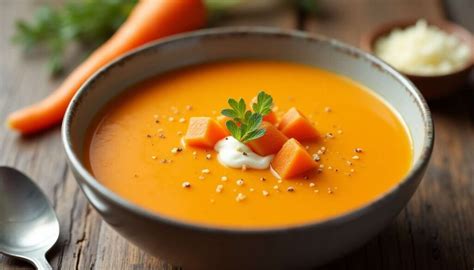 Bol de velouté de carottes avec garniture
