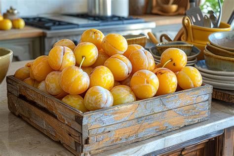 Mirabelles fraîches et dorées sur un arbre