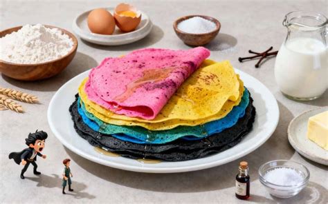 Crêpes et gaufres colorées dans un cadre moderne