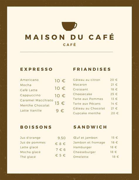 Carte gastronomique: biscuit doré et café pour une pause gourmande équilibrée