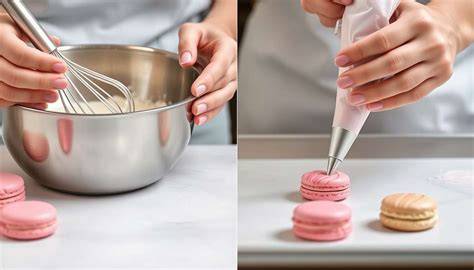Infographie: étapes clés de la fabrication des macarons et garnitures