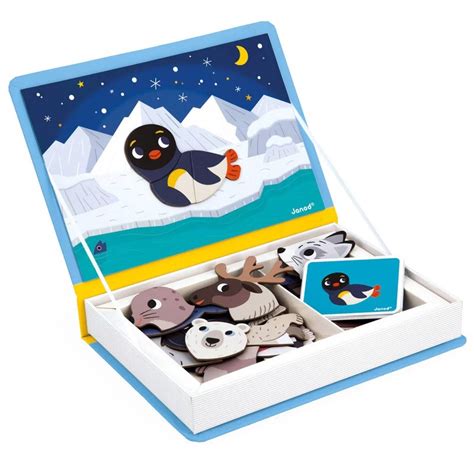 Enfant jouant avec un Magnéti'book d'animaux, assemblant des pièces sur une surface magnétique