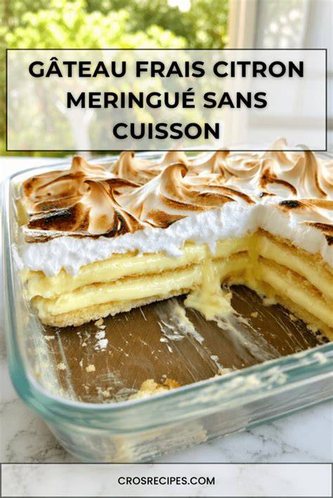 Gâteau glacé au citron avec disques de meringue et couches citronnées