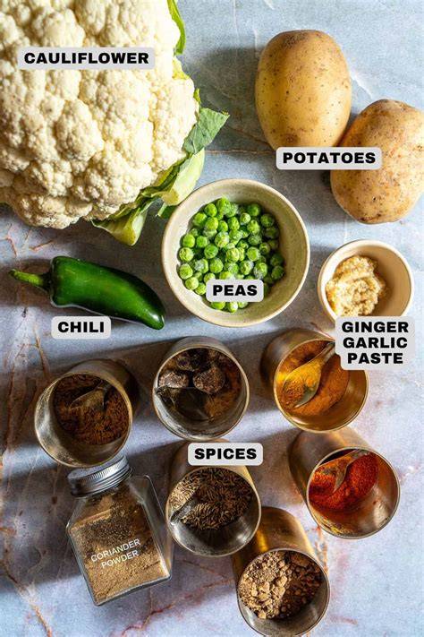 illustration recettes Aloo Gobi ingredients etapes