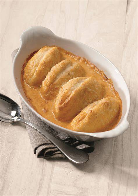 plat gratiné de quenelles sauce aurore fromage