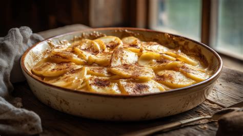 Pommes et confiture de lait dans un plat à gratin