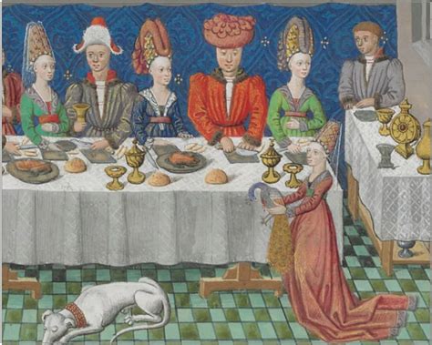 Fresque médiévale représentant un banquet