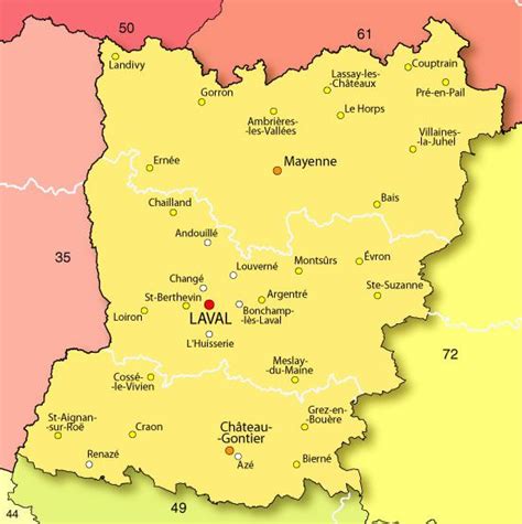 Carte de la Mayenne avec Changé mis en évidence