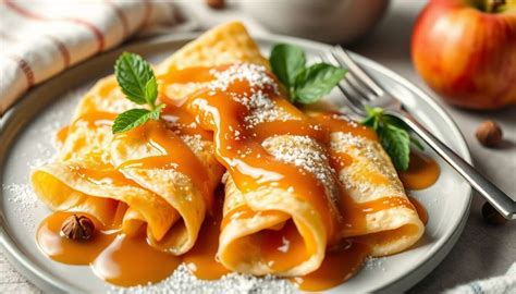 Crêpe au sarrasin garnie de pommes caramélisées et caramel beurre salé