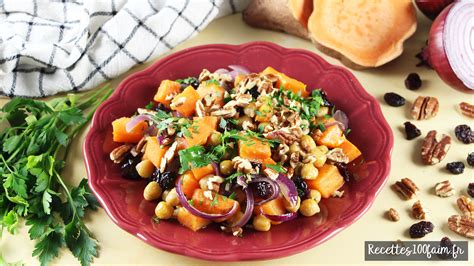 Patate douce, dattes et pois chiches