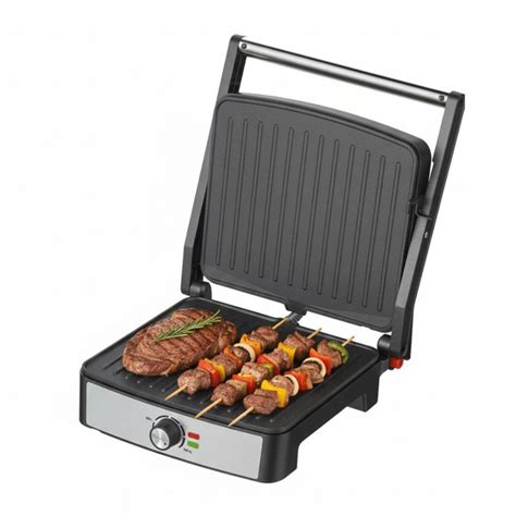 Appareil à panini professionnel avec couvercle ouvert