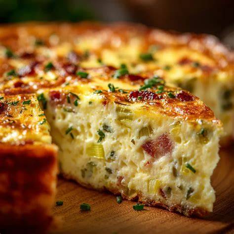 Gros plan sur quiche sans pâte et garniture