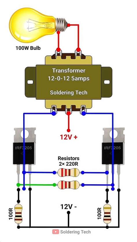 Schéma type de câblage transformateur 220V vers 12V