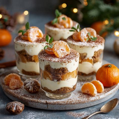 Une coupe de tiramisu aux clémentines dans une verrine