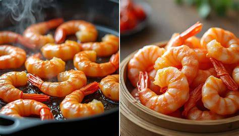 Schéma cuisson vapeur des crevettes