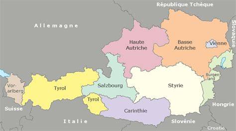 Carte illustrant les régions autrichiennes et les desserts associés