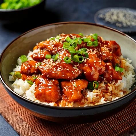 Bol de poulet teriyaki effiloché avec riz et graines de sésame