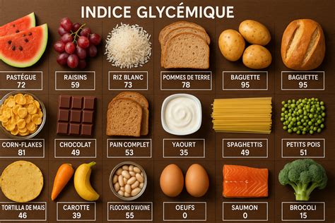 Tableau: exemples de portions et d’indices glycémiques approximatifs