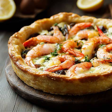 Infographie: étapes clés de la tarte aux crevettes et champignons