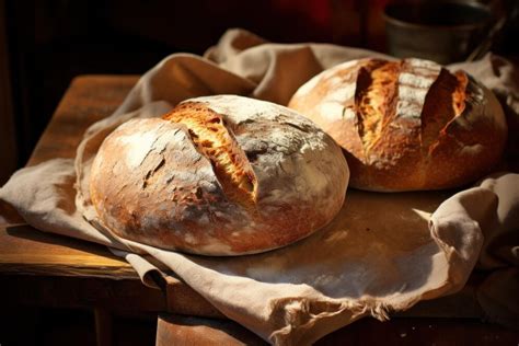 Pain au levain fraîchement cuit avec une croûte dorée