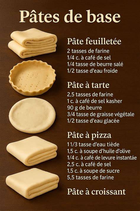schéma des pâtes patissières de base