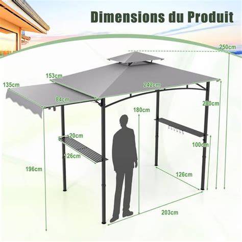 plan de tonnelle barbecue avec auvent