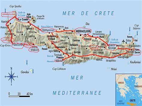 carte touristique Crète et Thrapsanos village