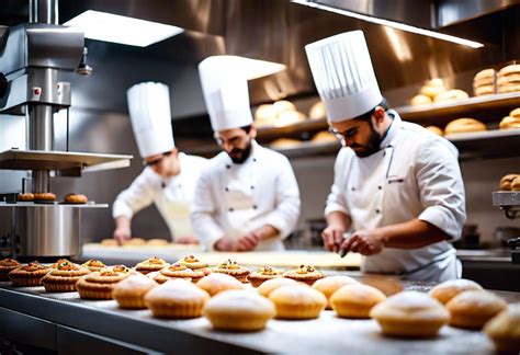Apprentis en formation dans un laboratoire de pâtisserie