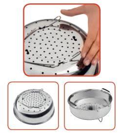 Schéma du Cookeo avec le panier vapeur rempli de betteraves