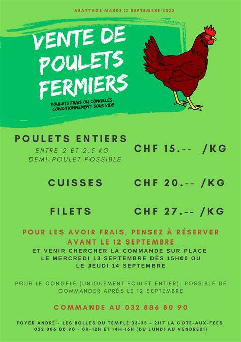 schemes de ration poulets fermiers