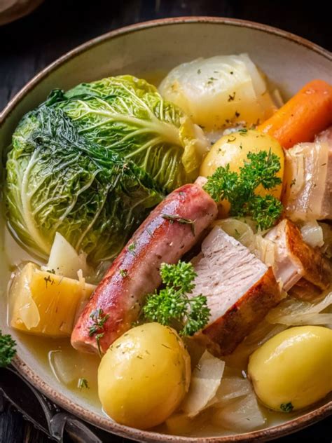 Ingrédients pour une potée de chou : chou vert, carottes, pommes de terre, lardons
