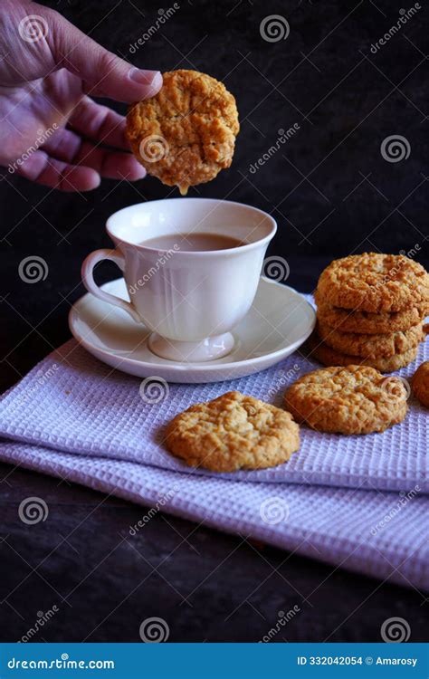 Cup of tea with Anzac biscuits