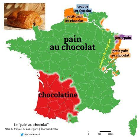 Infographie: Carte des usages de chocolatine vs pain au chocolat en France