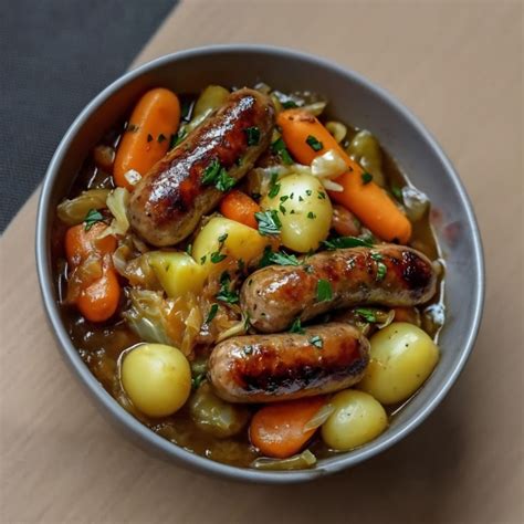 Plat de ragoût de chou vert servi