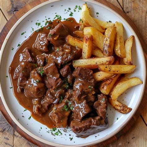Plat de carbonade flamande avec frites