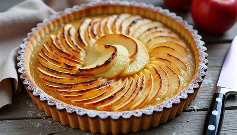 Tarte aux pommes dorée dans un moule