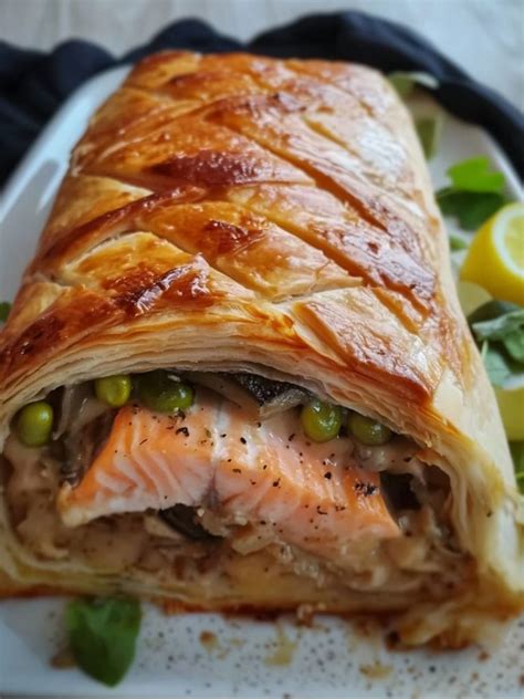 feuilleté saumon citron et champignons