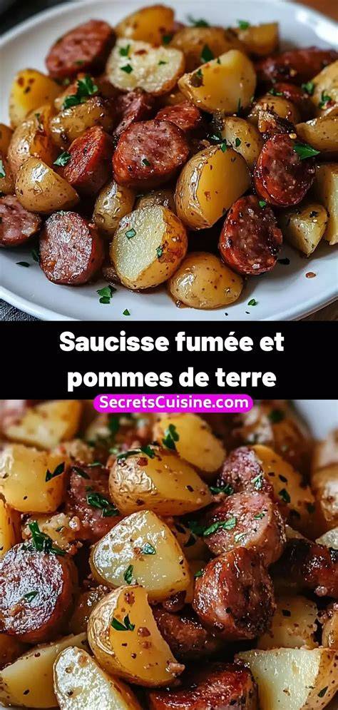 image de saucisse fumée et pommes de terre