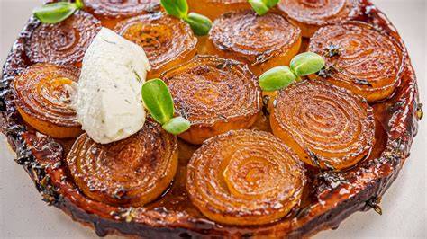 image of tatin potato tart with cheese