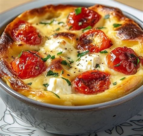Image d’un clafoutis salé avec tomates cerises